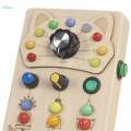 Lights Switch Busy Board Montessori Toy Button Busy Board Kids Wooden Control Panel Kids Toy Activity Sensory Board for Toddlers 1 2 3 Year Old. 