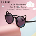 OQ BOGA 5 Colors Unisex Anti UV Cat Ear Round Frame Kids Sunglasses Children Outdoor Eye Protection Full Rim Sun Glasses. 