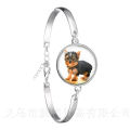 Agile Dog Bracelet French Bulldog Cocker Spaniel Look Like Cute Cuddly Silver Plated Chain Bangle Glass Dome Men Women Jewelry. 