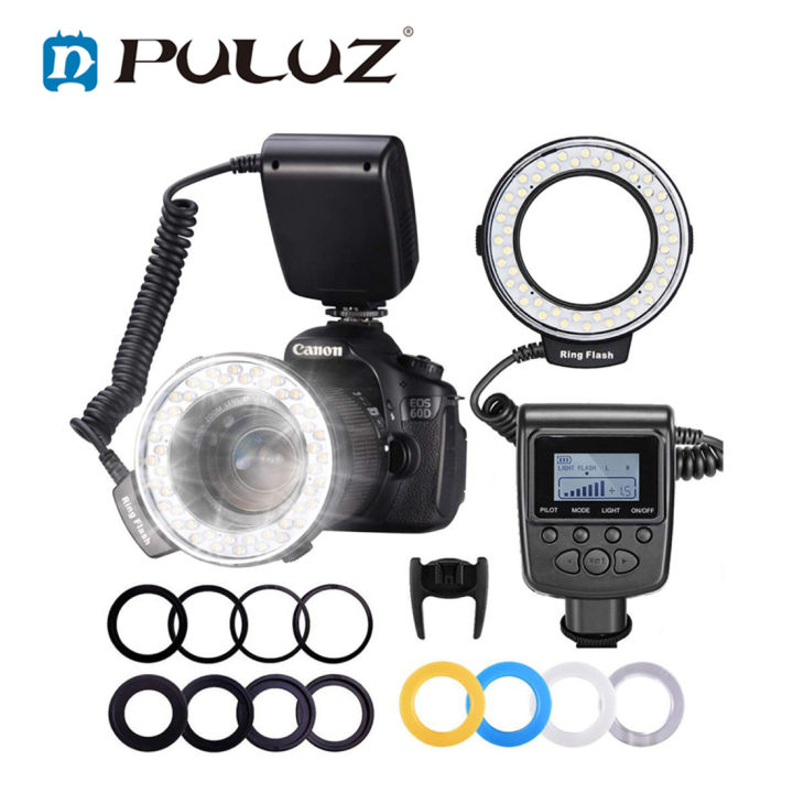 PULUZ RF-550D 48 Macro LED Ring Flash Light With 8 Adapter Ring For Nikon Canon Sony Pentax Olympus Panasonic Camera DSLR Ring Flash Kit