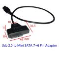 USB 2.0 to Mini Sata II 7+6Pin Adapter for Laptop CD/DVD ROM Drive Cable. 