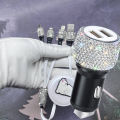 Dual Port Bling Usb Car Charger Crystal Diamond 3a 3-In-1 Fast Charger Cable Socket Multi Port Adapter Flashing Decorative Plug. 