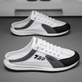 【WEJA】Half Slippers for Men Mules Sneakers Korean Style Fashion Thick Bottom Backless Forrest Gump Shoes Casual Half Shoes Summer Breathable Ice Silk Cloth Sport Running Shoes Male Trend Open Heels White Skate Board Shoes Men Half Drag Shoes. 