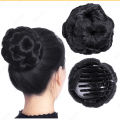 Beauty Angelbella Real Hair Bun with Clip Extensions Up Do Donut Chignon Clip in Plastic Comb Elastic Bride Hair Piece (Natural Black) FC-FA. 