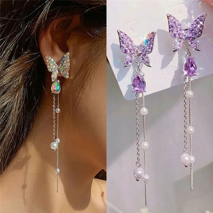 Enacolor%20%20%20Long%20Dangle%20Earrings%20Exquisite%20Purple%20Crystal%20Pearl%20Butterfly%20Drop%20Earrings%20for%20Girls%20-%20Image%205