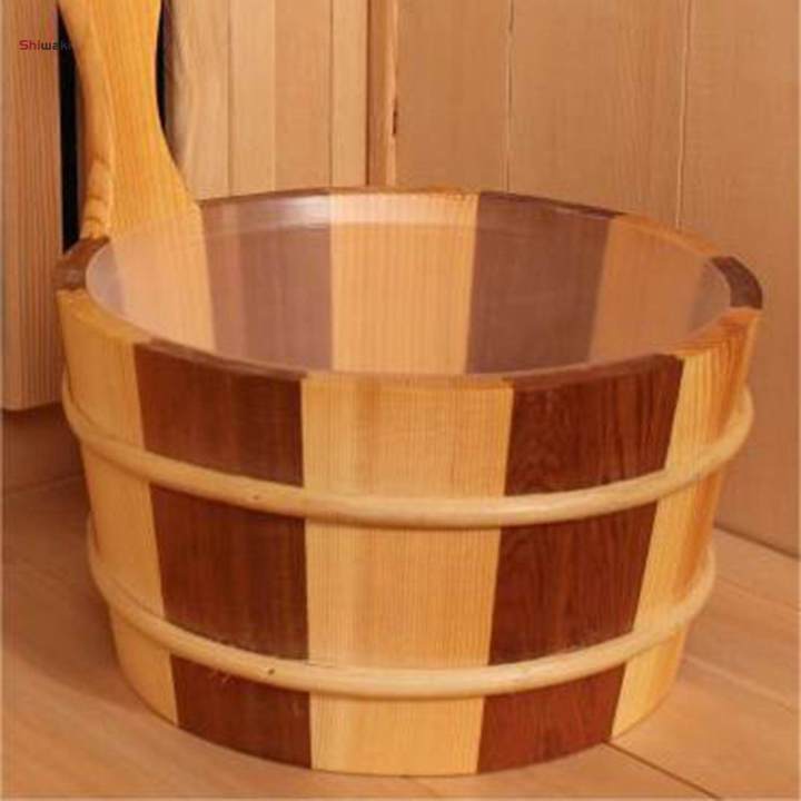4L Sauna Barrel and Ladle, SPA Accessory, Wooden Hot Tub Barrel, SPA Steaming Bathroom Tool, Sauna Accessories