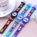2023 s 3D Cartoon Firemen Fire Truck Pattern Soft Strap Watches For Children Boys Girls Little Baby Learn Time. 