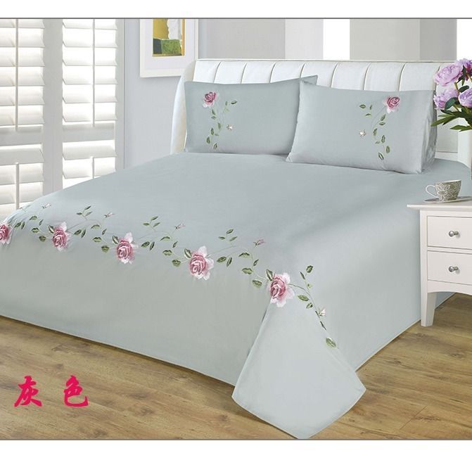 Korean-Style100%25Cotton%20Twill%20Embroidery%20Bed%20Sheet%20and%20Pillowcase%20Three-Piece%20Cotton%20Rose%20Embroidery%20Double%20Linen%20Special%20Offer%20-%20Image%202