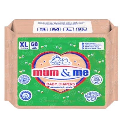 Mum and Me Baby Diaper XL (XL Baby Pasting) 60 Pack
