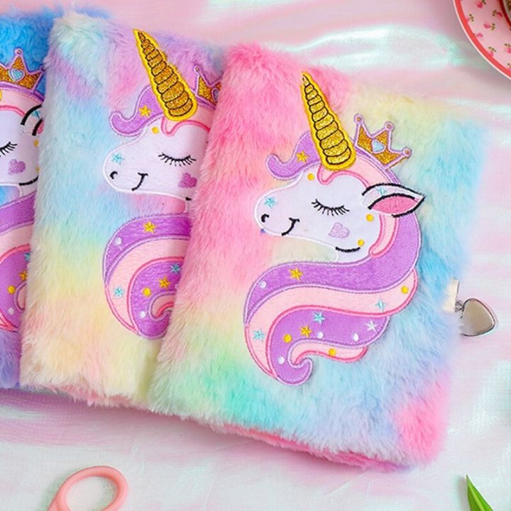 Cartoon%20Cute%20Unicorn%20Notebook%20Plush%20Hand%20Book%20Diary%20Book%20With%20Lock%20For%20Kids%20Student%20School%20Sketchbook%20Stationery%20Gift%20-%20Image%203