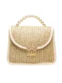 Ladies Sweet Style Messenger Bag, Girls Creative Straw Braid Faux Pearl Hand Grip Handbag Chain Shoulder Bag for Dating Beach. 