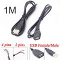 1M USB Cable 4 Pin 2 Pin Connector Male Female Wire Data Extension Cord Power Supply for DIY 5V Adapter Charging. 