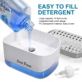 Kitchen Dish Soap Dispenser With Sponge Holder, 2-in-1 Countertop Soap Pump Dispenser, Sponge Caddy, Easy Refill Non-Slip Base For Kitchen Sink Dishwashing. 
