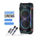 NDR-1808 Partybox 8-Inch 100W High Power Portable Party Bluetooth Speaker Dual Wireless Microphone Built-in Battery Portable MP3 MP5 Player with Sound-Activated LED Subwoofer Blue Tooth Music Outdoor Activities Speakers. 