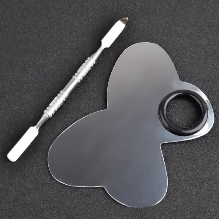 Makeup%20Palette,%20Stainless%20Steel%20Metal%20Mixing%20Palette%20with%20Spatula%20Artist%20Tool%20for%20Mixing%20Foundation%20Nail-Art%20-%20Image%202