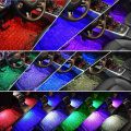 Car Interior Ambient Lights,4Pcs 12LED USB Plug-in RGB Multicolor Star Atmosphere Lights for Car Carpets Under Dash LED Accent Lighting Kit with Sound Active and Remote Control DC 5V. 