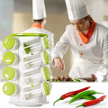 16 Pcs Spice Rack - Green 4 Layers Revolving Spice Rack Set Plastic Revolving Spice Jar Rack Useful Kitchen Condiment Containers Kitchen Tools Floraware Revolving 16 Jars Spice Rack, Kitchen Masala Box,. 