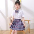 JK Uniform Suit Primary School Student Genuine Girl's Domineering Plaid Skirt School Uniform Grade 3 12 Summer Pleated Skirt. 