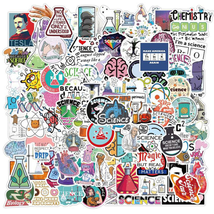 100Pcs Science Chemistry Laboratory Sticker for Laptop Phone Skateboard Suitcase