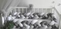 Braided Bumper 4 strands 4 sided baby cot bumper. 