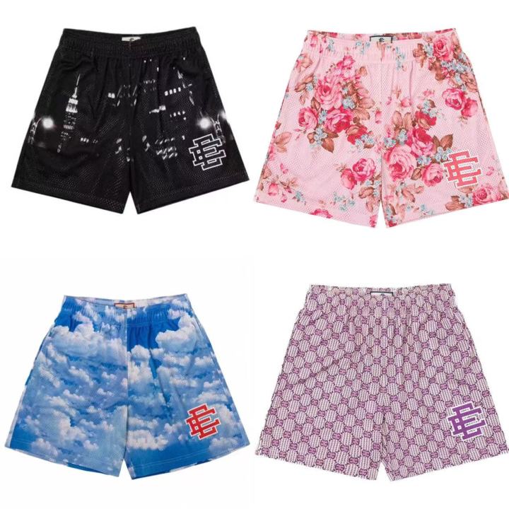 New Summer Eric Emanuel EE Basic Mesh Short Classic Floral Printed Gym Shorts Men's Gym Basketball Sports Beach Shorts