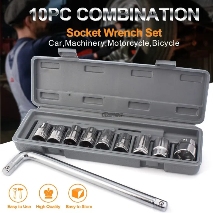 High Quality Socket Wrench 10pcs Set Spanner Car Machine Repair Service Tools Kit SMT