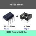 10 pcs of NE555 Timer IC with IC Base. 