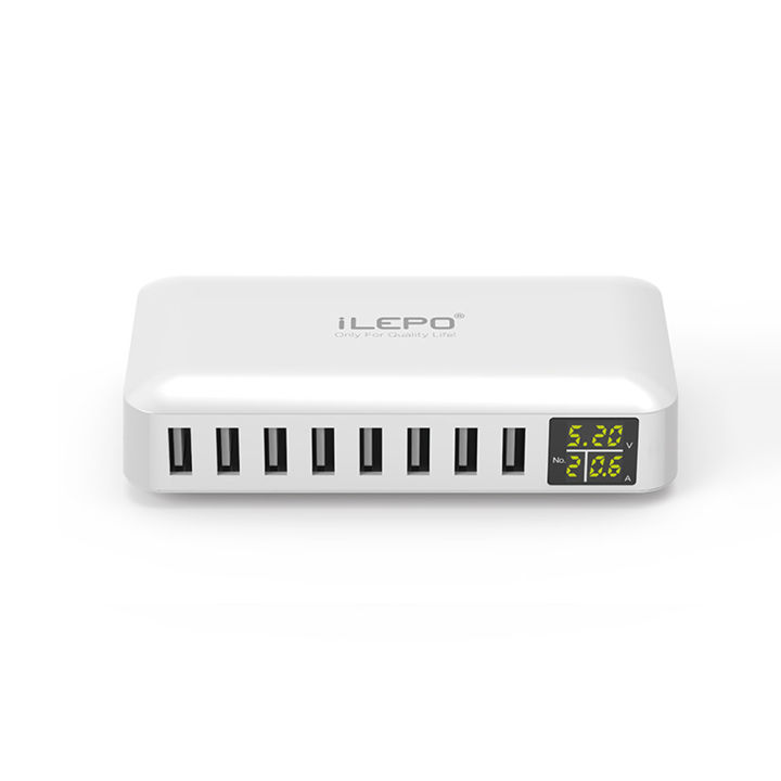 KOGEEK%208%20Ports%20Smart%20USB%20Charger%2050W%208A%20Multi%20Port%20USB%20Hub%20with%20LCD%20Display%20Fast%20Charging%20Wall%20Charger%20Power%20Adapter%20with%204ft%20Long%20Power%20Cord%20-%20Image%203