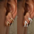 Asuwish Dainty Tiny Layered Gold Plated Copper Metal Paved CZ Huggie HooLuxury p Earrings for Women Girls Luxury Elegant Catilage Hoops Jewelry. 