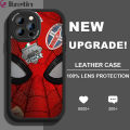Jizetin for iPhone 14 Pro Max Back Cover Spider Man Lambskin Texture PU Leather Back For Girls Boys Soft Phone Case. 
