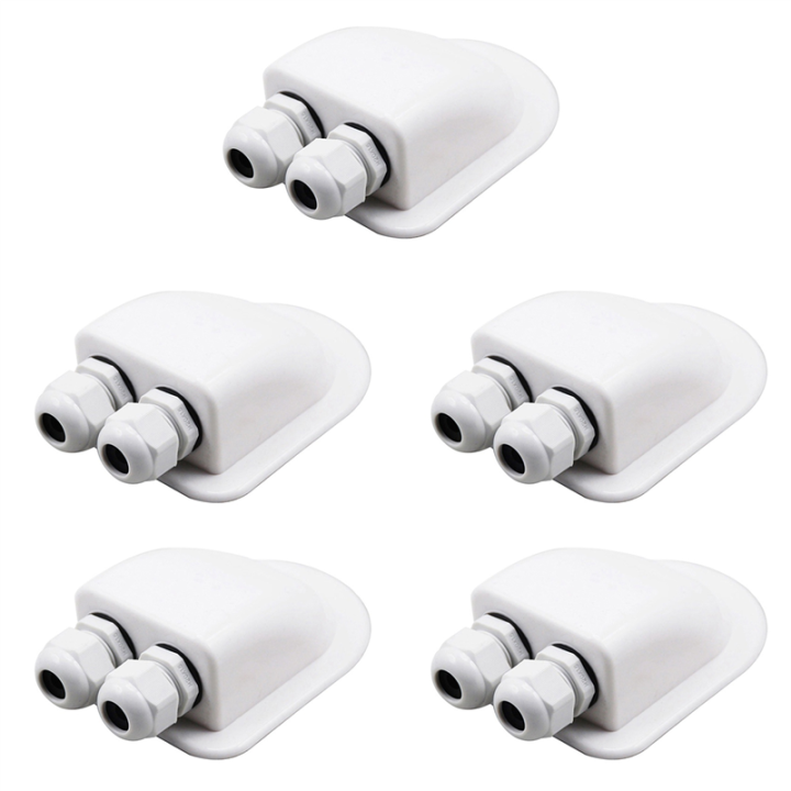 Fullhaodd 5X Double Wire Entry Gland Box Solar Panel Roof Wire Entry Gland Box Cable Motorhome Double Hole RV Yacht