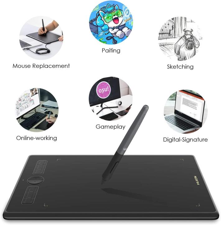 HUION%2010th%20Anniversary%20Products%20Inspiroy%20H580X%20Digital%20Graphics%20Tablets%20OSU!%20Drawing%20Tablet%20with%208192%20Battery-Free%20Stylus,%20With%208%20Programmable%20Press%20Keys,%20Ideal%20Use%20for%20Distance%20Education%20and%20Wed%20Conference%20-%20Image%207