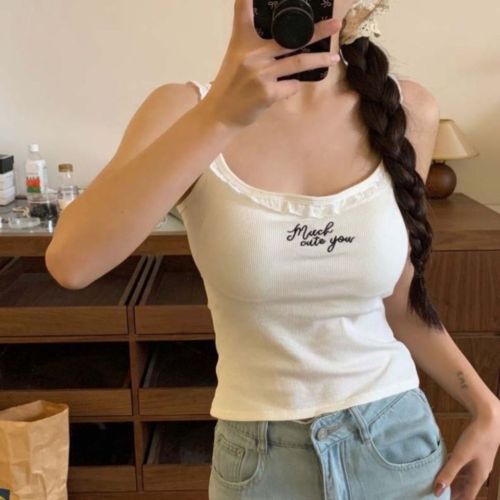 New%20Women's%20lace%20trim%20top%20sweet%20vest%20camisolet%20lace%20lettering%20cute%20sleeveless%20tank%20top%20for%20girls%20summer%20u-neck%20crop%20top%20-%20Image%207