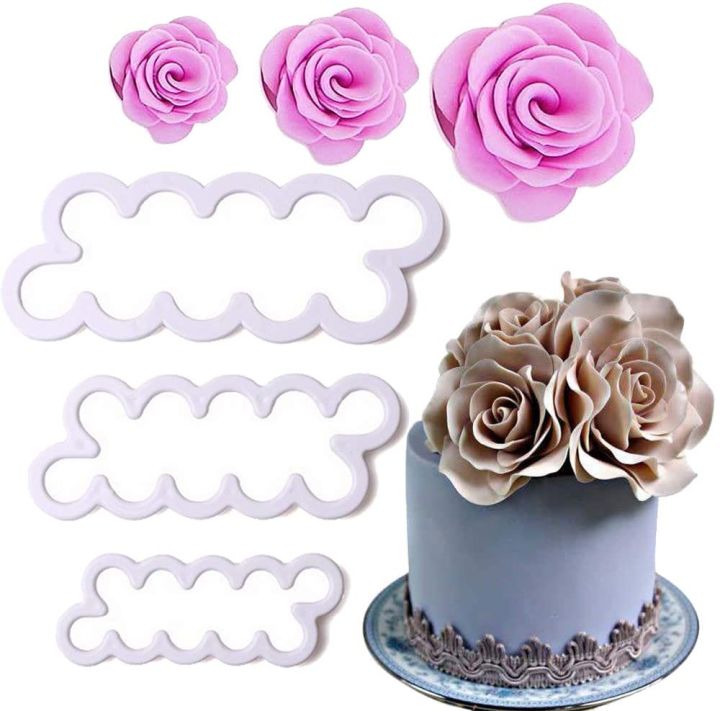 The Easiest Rose Ever Cake Mold / Rose Petal Cutter / Fondant Cutter - 3 Pieces