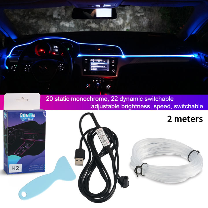 Neon Car Led Strip Light RGB USB Ambient Led Lighting Kit With Fiber ...