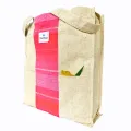 THE MYSU Heavy Duty Canvas Tote Bag - Pink Stripe - 14.5 inches (L) * 3 inches (W) * 16 inches (H). 