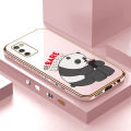 Hontinga for Samsung Galaxy M02S A02S Case Luxury 6D Plating Cute Cartoon Panda Side Pattern Soft Back Cover Silicone Square Phone Cases. 