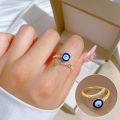 Blue Evil Eye Zircon Open Rings for Women Fashion Gold Plated Finger Ring Aesthetic Jewelry. 