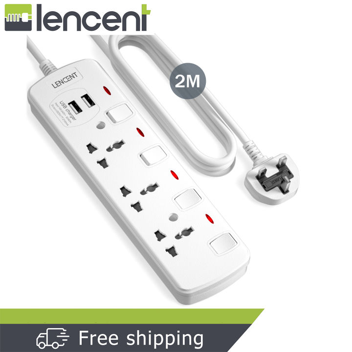 Lencent%20Extension%20Lead%20with%20USB%20Slots,%204%20Way%20Universal%20Socket%20Outlets%20Power%20Strips%20with%204%20USB%20(4.5A)%20Plug%20Extension%20with%202-Meter%20Extension%20Cord%20Cable%20for%20Home%20Office,%20with%20Individual%20Switches%20-%20Image%202