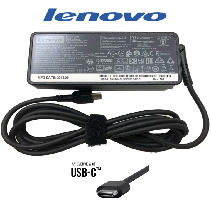 Lenovo Original 65W 20V 3.25A Standard USB Type-C AC Universal Adapter Charger