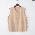 Tang Suit Style Linen Vest Coat Sleeveless Men's Chinese Style Small Old Man Shirt Undershirt Ma Lao Beijing Summer Sleeveless Gown [. 