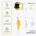 Automatic Cat Teaser Toy Funny Lifting Plush Ball Toy Interactive Electric Cat Toy Rope with Feather Random Swing Cats Sticks (No Battery). 