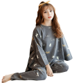 [L Size] 2pcs Cotton Silk Long-Sleeved Pijamas Set Tops+pants Sweet Cute Fashion Cartoon Classic Round Neck Loose. 