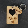 Customized Name Heart Key Tags With Your Own Text, Personalized Wooden Key Tags, Key Chain, Key Ring Love Gift. 