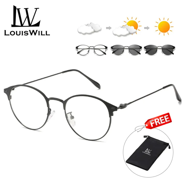 LouisWill Glasses Fashion Sunglasses Photochromic Auto Color Changing Sunglasses UV Protection Sunglasses Anti Blue Ray Driving Glasses Dual-Use HD Reading Glasses for Man and Woman