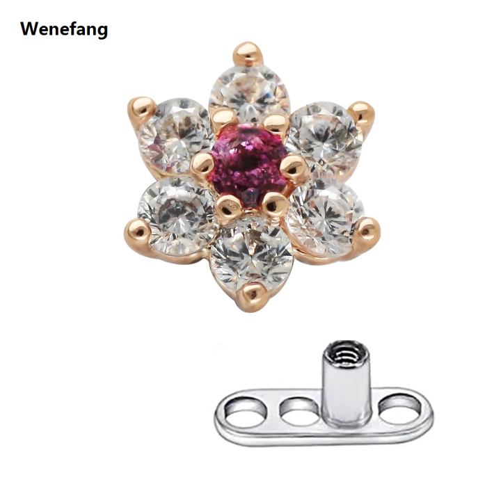 Crystal Stone Heart 316L Surgical Steel Top with G23 Grade Titanium