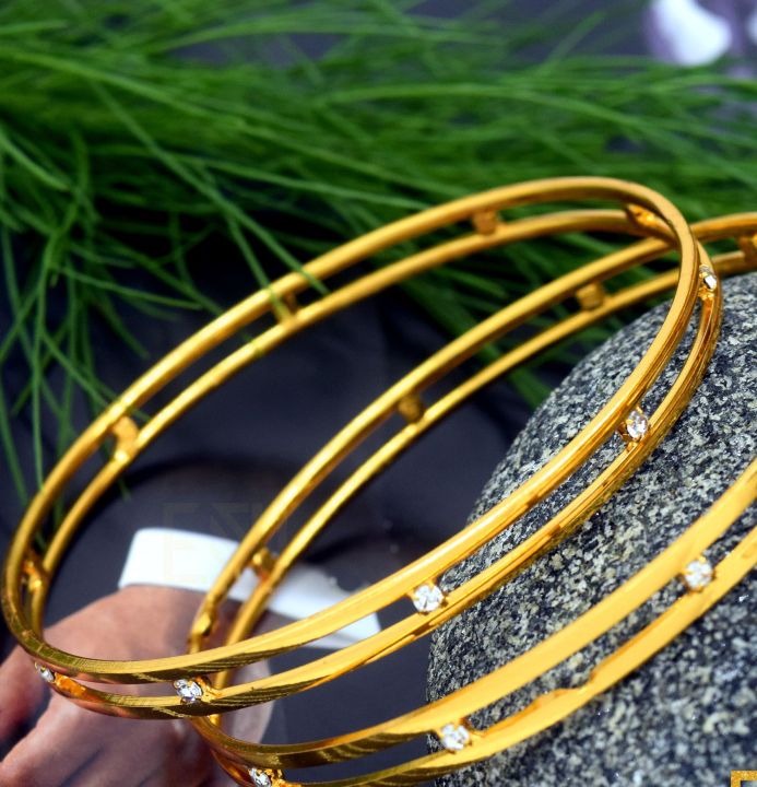 BOOM%20Gold%20plated%20Stylish%20Thin%20bangles%20With%20Stone%20for%20women%20-%20Image%202