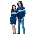 Navy Blue & Grey Melange Single Lined Couple Dress | AS490. 