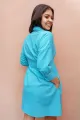 Scarlett Pleated Shirt Dress- Blue. 