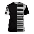 Printed Piano Music 3d T Shirts Summer Funny Harajuku Short Sleeve Musical Instrument Streetwear Tops Tees Men Women Clothes. 